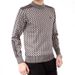 Pulse Plaid Thickened Mercerized Jacquard Round Neck Pullover Knitwear Dad's Top Wool Sweater 2024 New Model_viptrois.com
