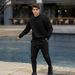 Streetwear Waffle Knit Tracksuit Set - Long Sleeve Tee & Pants, Unisex Casual Outfit For Men & Women (White, Grey, Black, Khaki)_viptrois.com