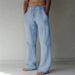 Suitable For All Seasons Men's Plus Size Loose Casual Elastic Waist Drawstring Breathable Sports Cotton Linen 2024 Long Pants_viptrois.com