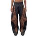 Men's Clothing American Retro Design Stitching Leopard Print Baggy Silhouette Loose Straight Wide Leg Scimitar Washed Jeans_viptrois.com