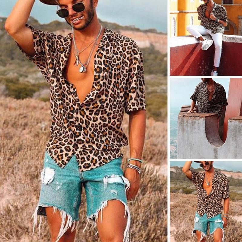 Men's Clothing Leopard Print Fashion Shirts_viptrois.com