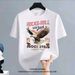 【DORAE】Unisex Oversized T-shirt (100% Cotton) Off-White ("Rock & Roll Eagle" Print & Retro Rock Casual Design) – Casual Style For Everyday Casual_viptrois.com