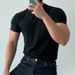 Men's Clothing Summer T Shirt With Small Neckline Slim Fit Short Sleeves Muscle Suit_viptrois.com