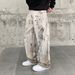 Men's Clothing High Street Ink Splashed Design Jeans For Men Spring And Autumn Trendy Casual Straight Pants For Men_viptrois.com