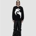 "Oversized Abstract Print Crewneck Sweater – Unisex Loose Knit Pullover For Couples (Autumn/Winter)"_viptrois.com