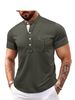 Men's Clothing Men's Outdoor Round Neck Open Tube Henry Short Sleeve Bottom T Shirt Pocket Men's Polo Shirt_viptrois.com