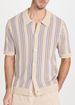 Men's Knitted Polo Shirt Lapel Cardigan Multi Color Vertical Striped Short Sleeved Knitted Top_viptrois.com