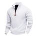 2025 Men's Autumn And Winter Fleece Heavy Sweater Solid Color Casual Stand-up Collar Long-sleeved Zipper Pullover Men's Sweater_viptrois.com