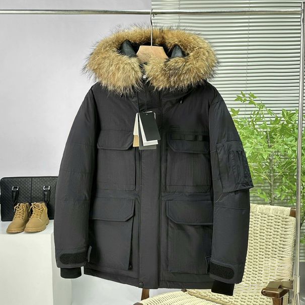 Pulse Polar Style Large Fur Collar Workwear Jacket Men's Thickened Outdoor Super Cold-Proof Down Parka 1197_viptrois.com