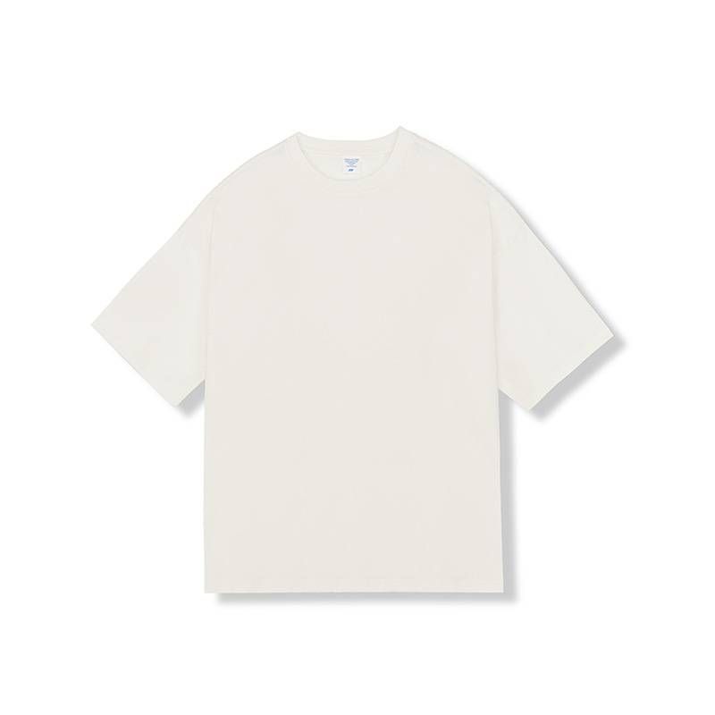Spring/Summer 2025 New 220G Combed Cotton FOG Color-matched Men's Short-sleeved T-shirt, Solid-color Loose Trendy Top_viptrois.com