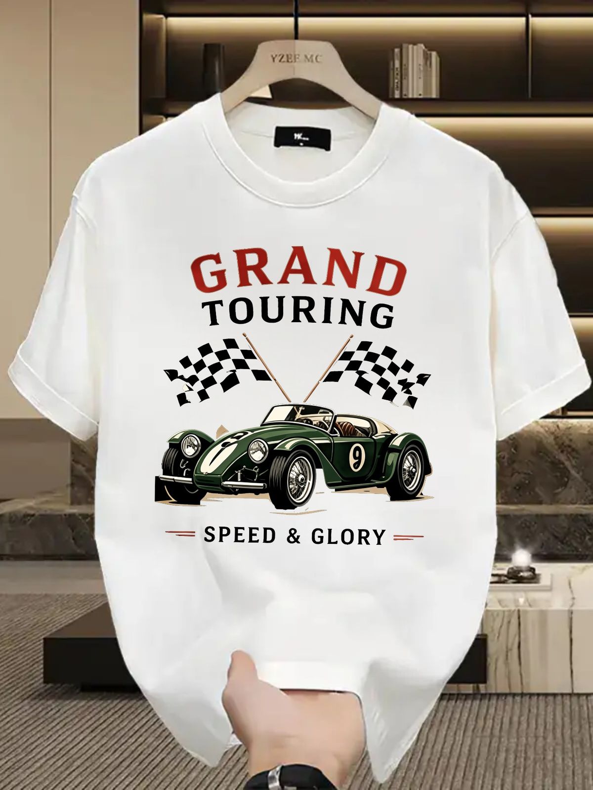 Grand Touring Racing Car Graphic Oversized 100% Cotton T-Shirt Men's Casual Streetwear Tee_viptrois.com