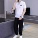 Summer Plus-size High-end Casual Sportswear Men's Ice Silk Breathable Elastic Quick-drying Ultra-thin Short-sleeved Two-piece Set_viptrois.com