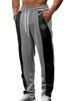 Men’s Color-Block Jogger Pants – Logo-Embellished Drawstring Casual Trousers (Navy/Black/Grey/Charcoal/Burgundy, S-XXXL)_viptrois.com