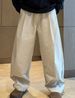 Men's Clothing Vibe Pleated Curved Trousers, Trendy Brand, Simple And Versatile, Spring And Summer Straight Leg Trousers, Loose Long Trousers_viptrois.com