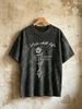 230g Vintage Washed Men Crew Neck Tee Lets Chill Life Line Art Rose Cursive Text Print Short Sleeve Casual Summer Top_viptrois.com