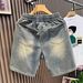 Men's Ripped Denim Shorts for Teenagers Loose Fit American Retro Style Thin Summer Trendy Cool Five Point Pants_viptrois.com