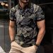 Summer New Men's Digital Print Short Sleeve Hot-Selling Polo Shirt Casual_viptrois.com