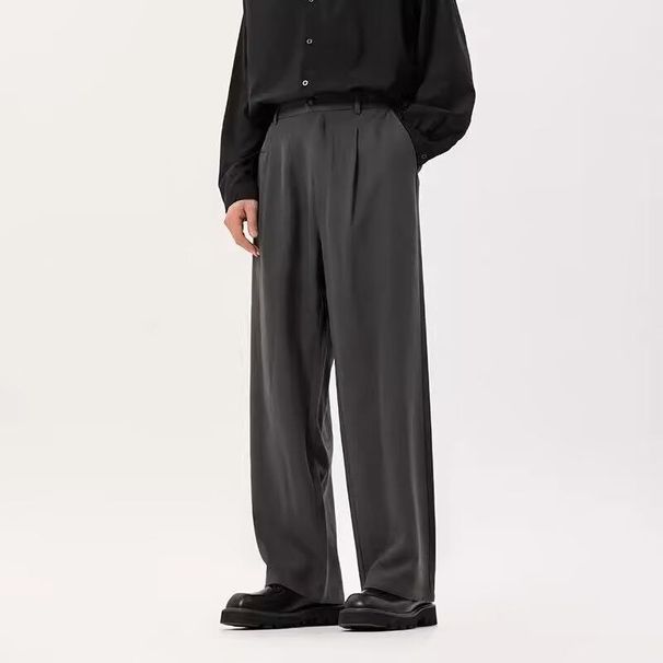Men's Clothing Retro Spring And Autumn Casual Loose Wide Leg Brown Trousers For Men Trendy Brand Fashion All Match Trousers For Men_viptrois.com