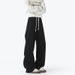 Men's Casual Jogger Pants - Winter Fleece-Lined Parachute Cargo Pants With Straight Leg & Elastic Waist For Streetwear & Daily Comfort_viptrois.com