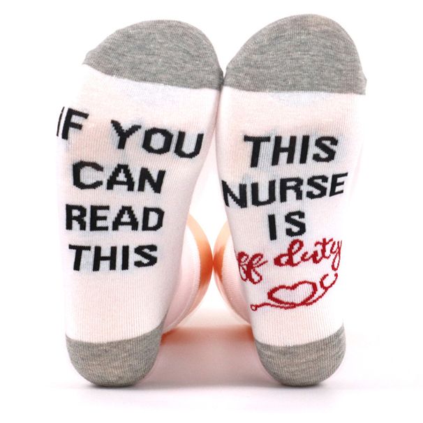 Nurse teacher cotton mid-tube socks sole letter jacquard leisure sports socks_viptrois.com