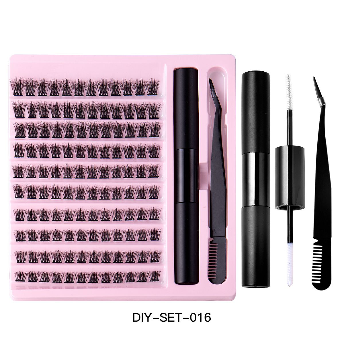 Lash Extension Set Sectional Fleece Glue Tweezers Set Natural Thick False Eyelashes C-curl Single Eyelash Cluster_viptrois.com