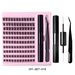 Lash Extension Set Sectional Fleece Glue Tweezers Set Natural Thick False Eyelashes C-curl Single Eyelash Cluster_viptrois.com