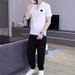 Men's Clothing Large Size Suit High End Leisure Sports Suit Men's Ice Silk Breathable Elastic Quick Drying Ultra Thin Short Sleeved Two Piece Suit_viptrois.com