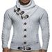 Loom Cross-Border Autumn Winter European American Style Solid Color Sweater Men Trendy Horn Button Slim Cardigan_viptrois.com