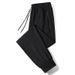 Men's Korean-Style Casual Jogger Pants - Elastic Waistband, Solid Color, Loose Fit & Straight Leg For Streetwear & Lounge (Sizes L-6XL)_viptrois.com