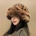 2024 New Leopard Print Warm Plush Basin Internet Famous Autumn And Winter Fisherman Hat, Photo Atmosphere, Ear_viptrois.com