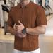 Half Zipper Shirt Men's Short Sleeve Lapel Knitted Tops Handsome Shirt Men's_viptrois.com