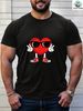 Maglietta Uomo 180g Cotone Puro Estivo Stampa Bambola Cuore Occhiali, Vestibilità Regolare Comoda Design Originale Casual Trendy_viptrois.com