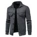 Loom Autumn New Foreign Trade Men's Knitted Cross-Border Fashion Solid Color Turn-Down Collar Workwear Cardigan Outerwear_viptrois.com
