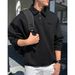Men's Retro Polo Collar Sweatshirt With Color Block Letter Print, Oversized Fit, Casual Streetwear Pullover For Autumn_viptrois.com