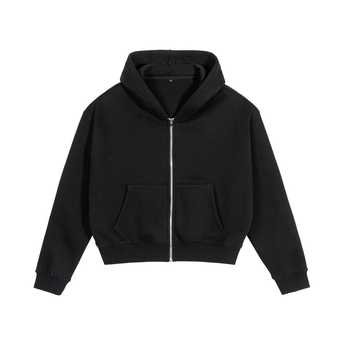Men's Cropped Zip-Up Hoodie - Streetwear Pullover With Kangaroo Pocket, Oversized Fit Casual Sweatshirt_viptrois.com