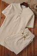 Men's Clothing Stand Collar Short Sleeve Shorts Cotton And Linen Suit Youth Fashion Casual Two Piece Suit_viptrois.com