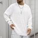 New Waffle Long Sleeved Round Neck Casual Men's Loose Pullover Knitted Sweater_viptrois.com