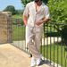 2025 Early Spring Solid Color Sports Men's Suit Fashion Casual Short Sleeve Long Pants Two-Piece Set_viptrois.com