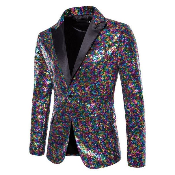 Loom Men Performance Dress Sequin Size Suit Nightclub Wear Host Emcee Studio European And American Men's Jacket_viptrois.com