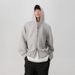 Men's Heavyweight Cleanfit Hooded Zip-Up Sweatshirt - Oversized Streetwear Jacket For Winter & Spring (Gray/Black)_viptrois.com