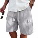Men's Linen Blend Cargo Shorts With Drawstring Waist Multi-Pocket Workwear Casual Summer Shorts Breathable Beach Shorts_viptrois.com