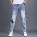 Men's Clothing Trendy Mid Waist Youth Popular Jeans Trendy Loose Straight Trousers_viptrois.com