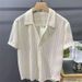 Men's Clothing Summer Thin Fashion Hollow Short Sleeved Shirt Handsome Light Luxury Drape Shirt_viptrois.com