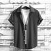Men's Clothing Men's New Short Sleeved Shirt Solid Color Fashionable And Comfortable Vacation Leisure Wrinkled Men's Short Sleeved Shirt_viptrois.com