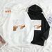 2024 New Women's Clothing Autumn Winter Funny Adam's Hand Of Creation And Cat Hooded Sweatshirt_viptrois.com