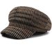 Plaid Octagonal Hat, Spring And Autumn Korean Style Casual Newsboy Cap, Fashionable Artist Hat, Duckbill Beret For_viptrois.com