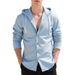 Men's Casual Linen Hooded Shirt With Stripes - Long Sleeve Open Front Pullover For Beach & Streetwear (S-XXXL)_viptrois.com