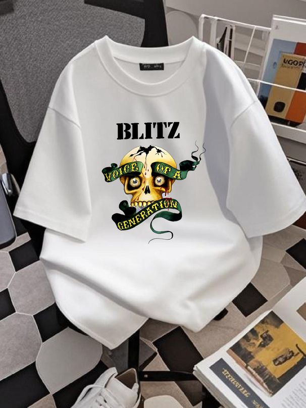 Blitz Men's Voice Of A Generation (white) T-shirt Small White Homme Versatile Casual Fashion Streetwear Soft Designer Clothes_viptrois.com