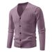 Men’s Oversized V-Neck Knit Cardigan | Chunky Chenille Sweater (M-5XL, 8 Colors)_viptrois.com