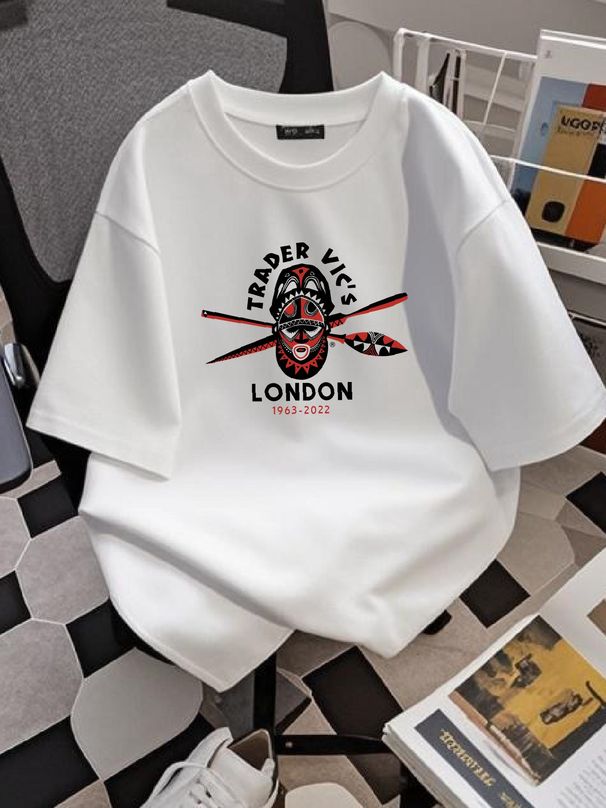 Retro Tiki Art Tee T Shirt Cotton Bar Mug Restaurant Trader Vics London Casual Soft Fashion Comfortable Top For Everyday Wear Breathable_viptrois.com